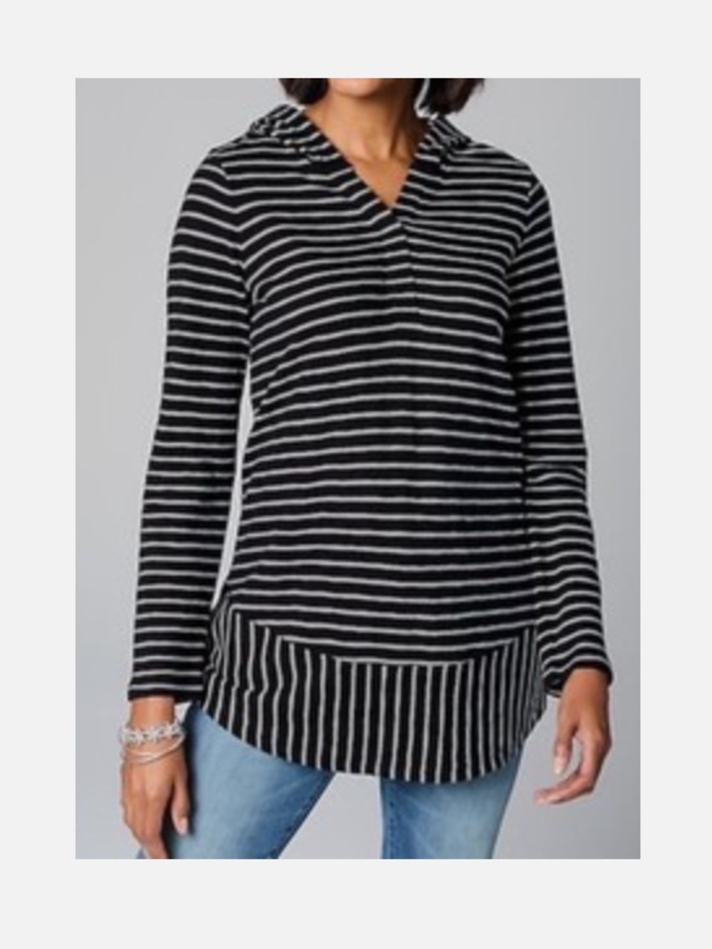 J. Jill Women’s Mixed Stripes Hooded Tunic Sz XL